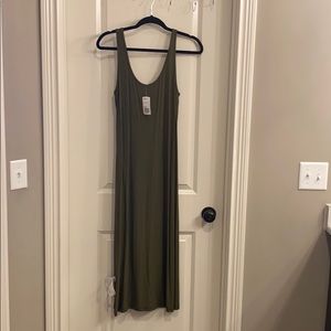 Olive cotton sleeveless maxi dress size large NWT!